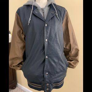 Aeropostale Men’s Hoodie Faux Leather